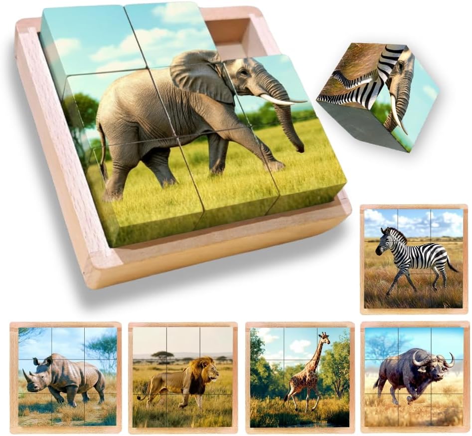 Wooden Cube Puzzle | Wooden Puzzles for Kids & Toddlers Ages 3 4 5 6 7 8