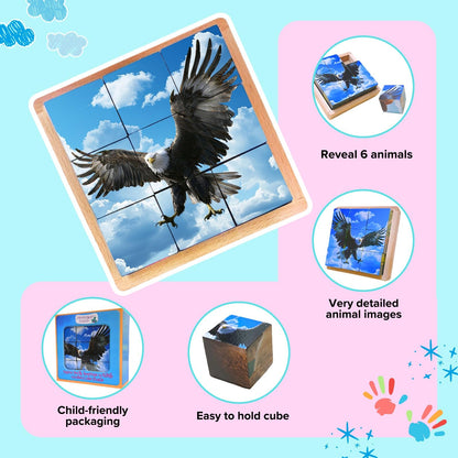 Wooden Cube Puzzle | Wooden Puzzles for Kids & Toddlers Ages 3 4 5 6 7 8