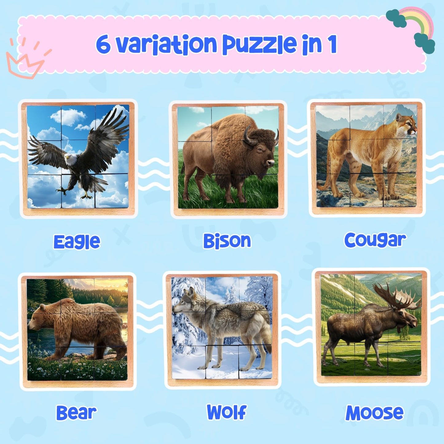 Wooden Cube Puzzle | Wooden Puzzles for Kids & Toddlers Ages 3 4 5 6 7 8