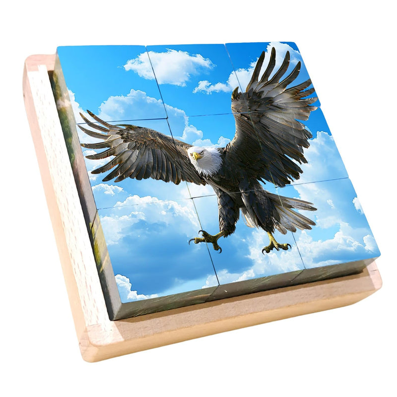 Wooden Cube Puzzle of Native North American Animals | Wooden Puzzles for Kids & Toddlers Ages 3 4 5 6 7 8